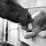 Na początku dziecko powinno oswoić się z koniem.  