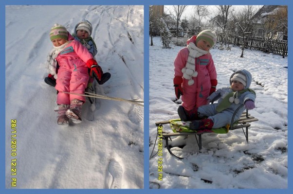 Amelka i Majka Pierwszy śnieg, saneczki i super zabawa!