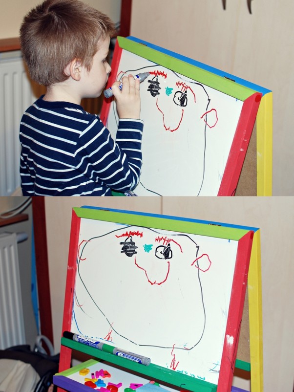 Portret Taty... Krzyś 3,5 lat Artysta Krzysztof skupia się na pracy,&lt;br /&gt;która przedstawia portret jego Taty.