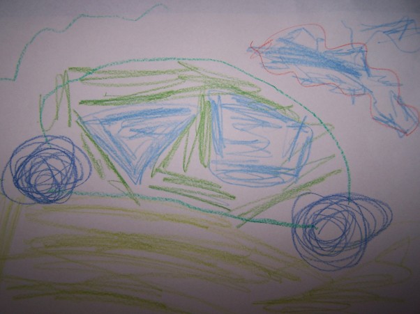 Adaś 4,5 roku Nie ma wątpliwości że rysunek przedstawia autko z geometrycznymi oknami :&#41;