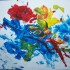 Moja niespełna 3&#45;letnia Córcia miała do dyspozycji słoiczki z farbkami zaopatrzone w pędzle, wiec sama dokonała wyboru kolorów, oto Jej wyobrażenie Kwiatów:&#41;
