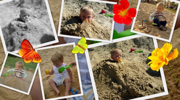 Areczek uwielbia zabawy w piasku Arek zawsze chce być zakopywany w piasku :&#41; twierdzi że przynajmniej nie musi sam trzymać sobie butelki :&#41;