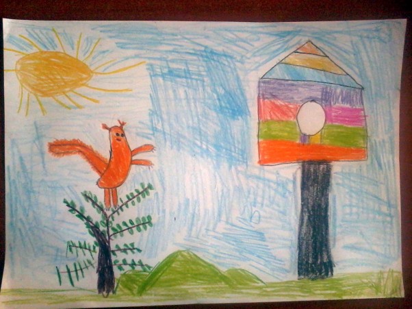 DOMEK &#45; Wiktorek 6 lat Domek dla wiewióreczki namalowałem,\nBy w zimie miała gdzie mieszkać chciałem,\nBo wiewiórka to moje zwierzę ulubione,\nCzęsto w lesie na spacerach wypatrzone. :&#45;&#41;