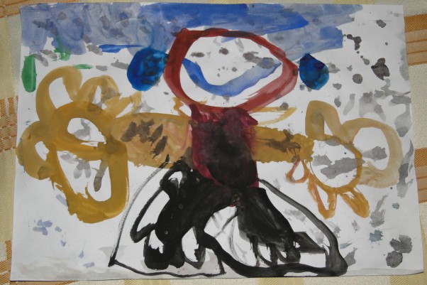 Dzieło 5&#45;letniego Huberta Mamusia w deszczu