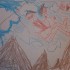 5&#45;letni Tobiasz narysował swoje pierwsze wakacje w górach. Na rysunku z tatą na wyciągu krzesełkowym w drodze na Kopę.