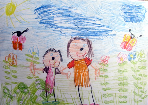 Spacer a mamą &#45; Natalia lat 5 Rysunek przedstawia letni spacer po łące wraz mamą :&#41;