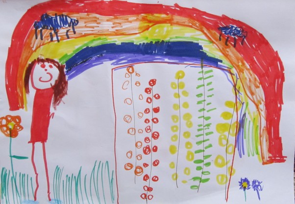 Wiosennie :&#41; Natalia lat 5 Rysunek przedstawia naszą szklarnię i warzywka jakie w niej uprawiamy :&#41;