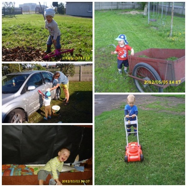 Zdjęcie zgłoszone na konkurs eBobas.pl Dziadkowi skoszę trawę, mamusi zgrabię liście, tatusiowi umyje auto, taki ze mnie mały pomocnik !!