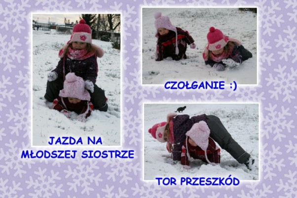 Uwielbiamy zimę :&#41; Zuzia i Sylwia jak widać uwielbiają zimowe harce, bałwana w tym roku nie udało się ulepić ale wyszalały się na maxa :&#41;