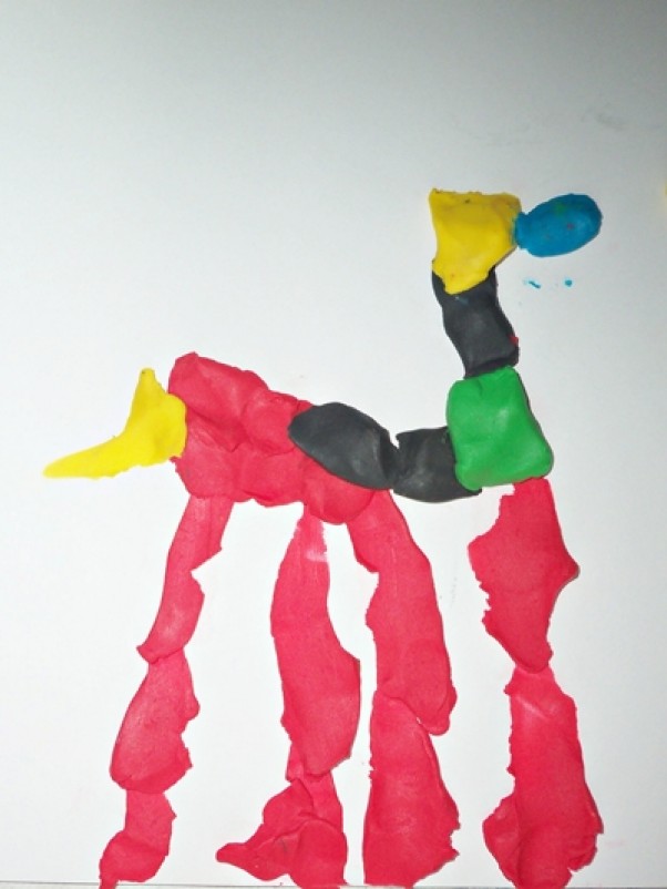 Wesoła żyrafa Praca wykonana samodzielnie przez trzyletniego Szymonka
