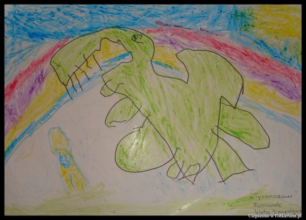 Fabianek&#45;4 latka i 3 miesiące Dinozaury to największa pasja Fabianka&#45;na rysunku groźny TYRANOZAUR:&#41;