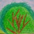 Praca prawie 4 letniej Natalii Stefańskiej. Narysowała wiosenny zielony krzaczek , który rośnie obok jej domku.
