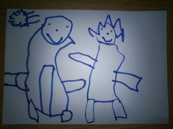 Zdjęcie zgłoszone na konkurs eBobas.pl Filipek 3,5 l narysował swoje spotkanie ze swoją ulubioną  koleżanką z przedszkola.