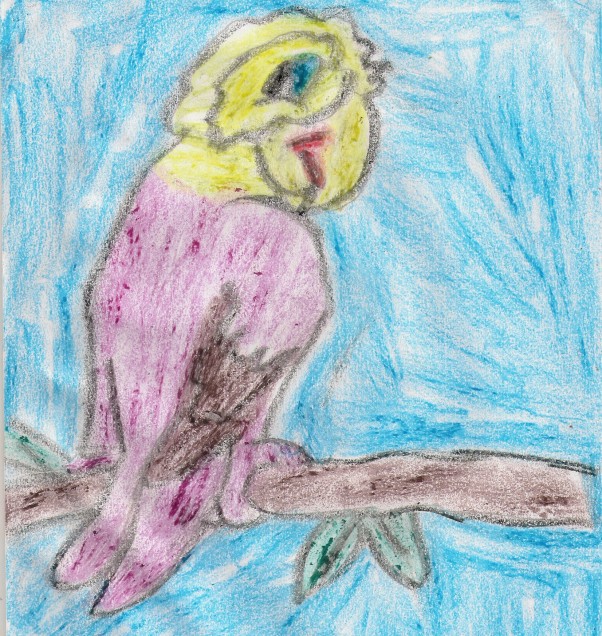Zdjęcie zgłoszone na konkurs eBobas.pl Ręka dziecka malowanie jest Papuga.