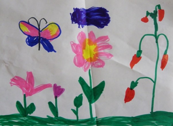 woiswnny ogród Kingi lat 6 Na ogrodzie powinny być : kwiatki, motylki i ulubiony przysmak Kingi &#45; czerwone papryczki na krzaczku