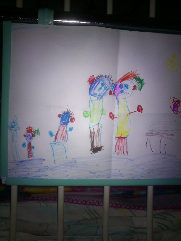 NASZA RODZINA Miłoszek narysował zdjęcie całej naszej rodziny i dał młodszej siostrze do szpitala by o nim pamiętała:&#41;rysował gdy miał 4lata