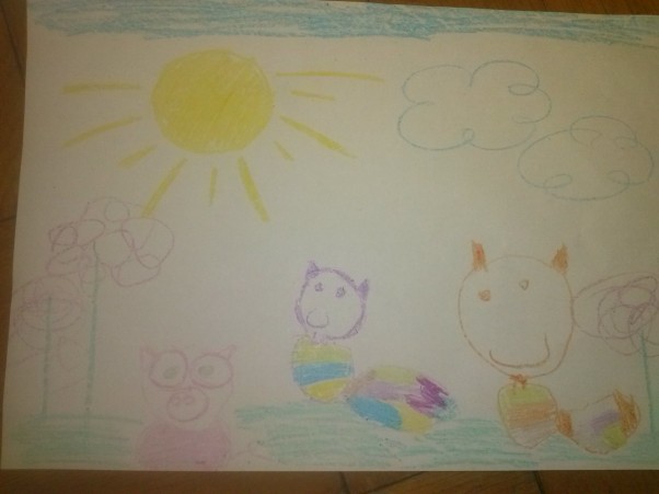 Zdjęcie zgłoszone na konkurs eBobas.pl Praca 4 letniej Gabrysi pt. zwierzęta, Gabrysia uwielbia kredki :&#41;