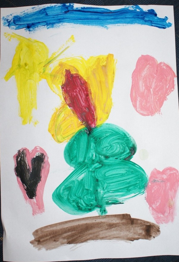 laurka dla mamy Obrazek namalowany farbami plakatowymi przez Natalię , 4,5 roku.