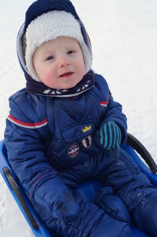 Pierwszy śnieżek Bałwanek Buli :D Florian i jego pierwszy kulig ;&#41;