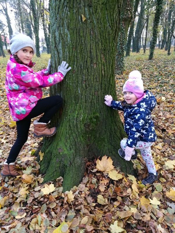 Zdjęcie zgłoszone na konkurs eBobas.pl Lecą liście z drzewa\nWiatr ich powiewa\nDziewczynki wsluchuja się\nJak szumią drzewa