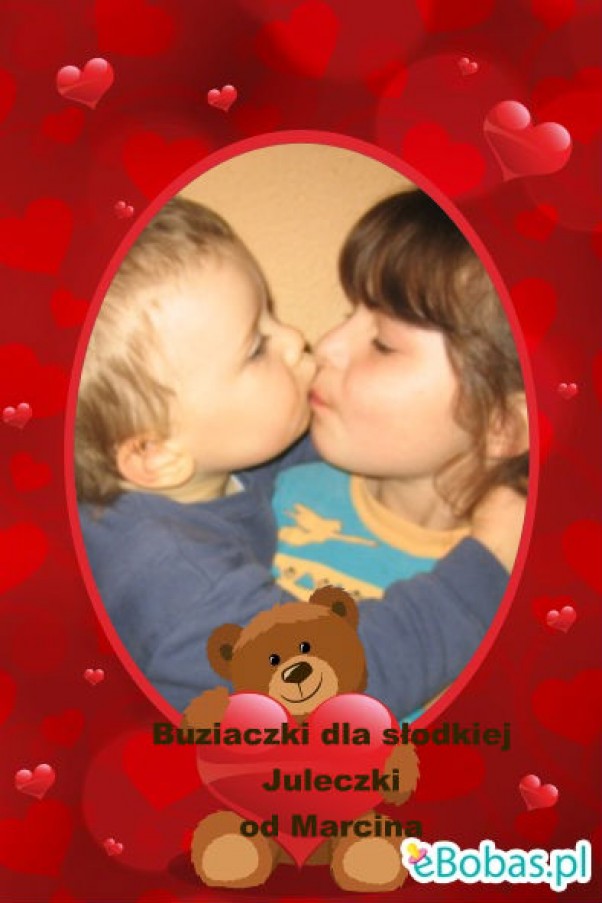 Zdjęcie zgłoszone na konkurs eBobas.pl Nie ma jak miłośc wzajemna dzieci całuśny Marcin  i i nie bardzo zadowolona Julcia 