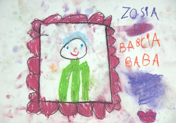 Babcia Zosia Gotowy portret do zawieszenia na ścianę &#45; autorstwo Hania 4,5 roku