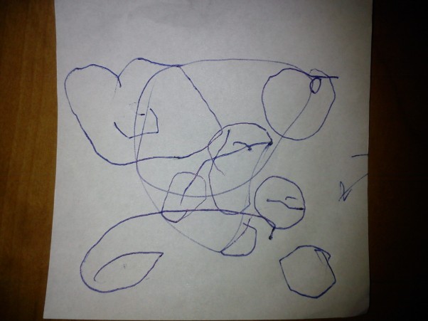 Zdjęcie zgłoszone na konkurs eBobas.pl Arcydzieło składające się z kółeczek w wykonaniu Natalki w wieku 2,4 latka:&#41; 