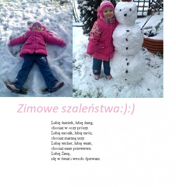 Zdjęcie zgłoszone na konkurs eBobas.pl Natalka i jej zabawy na śniegu, z mamusią ulepiła bałwanka:&#41;:&#41;