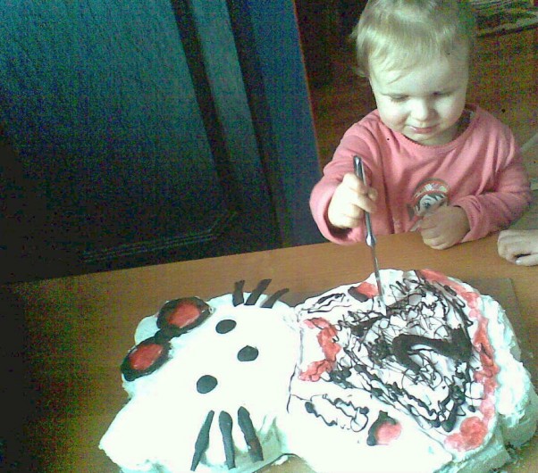 Zdjęcie zgłoszone na konkurs eBobas.pl Zosia w dniu swoich drugich urodzin dzieli torcikiem gości.Torcik upiekłam na życzenie mojej córci.Jej pomysł na urodzinowy tort to prawdziwe wyzwaniem dla mnie.Na szczęście jakoś się udało.