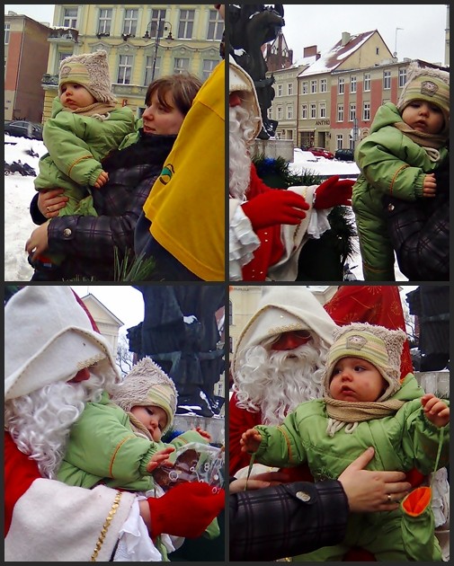 Mikołajki Spotkanie dużego Mikołaja z małym Mikołajem